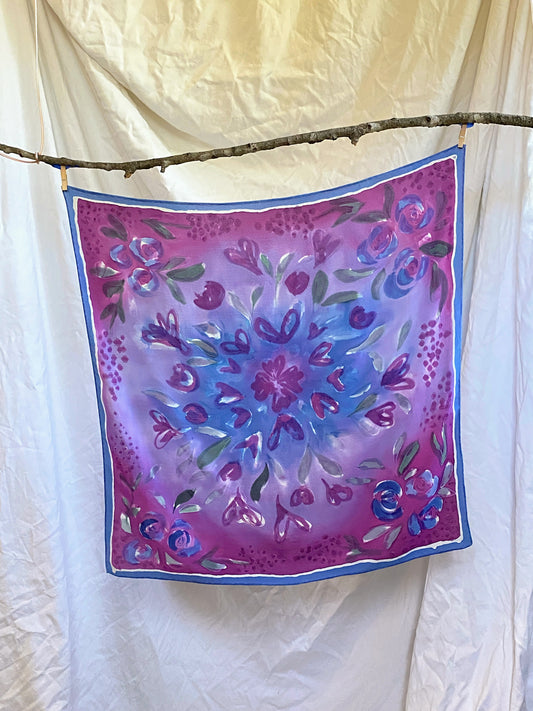 Fuchsia Floral Square Scarf